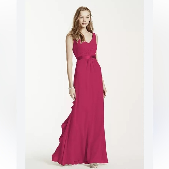 David's Bridal Dresses & Skirts - Sleeveless Chiffon Dress with Ruffled
Back Detail | David's Bridal 8